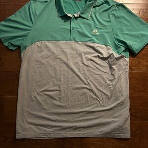 Adidas Men's Green and Gray Golf Polo Shirt